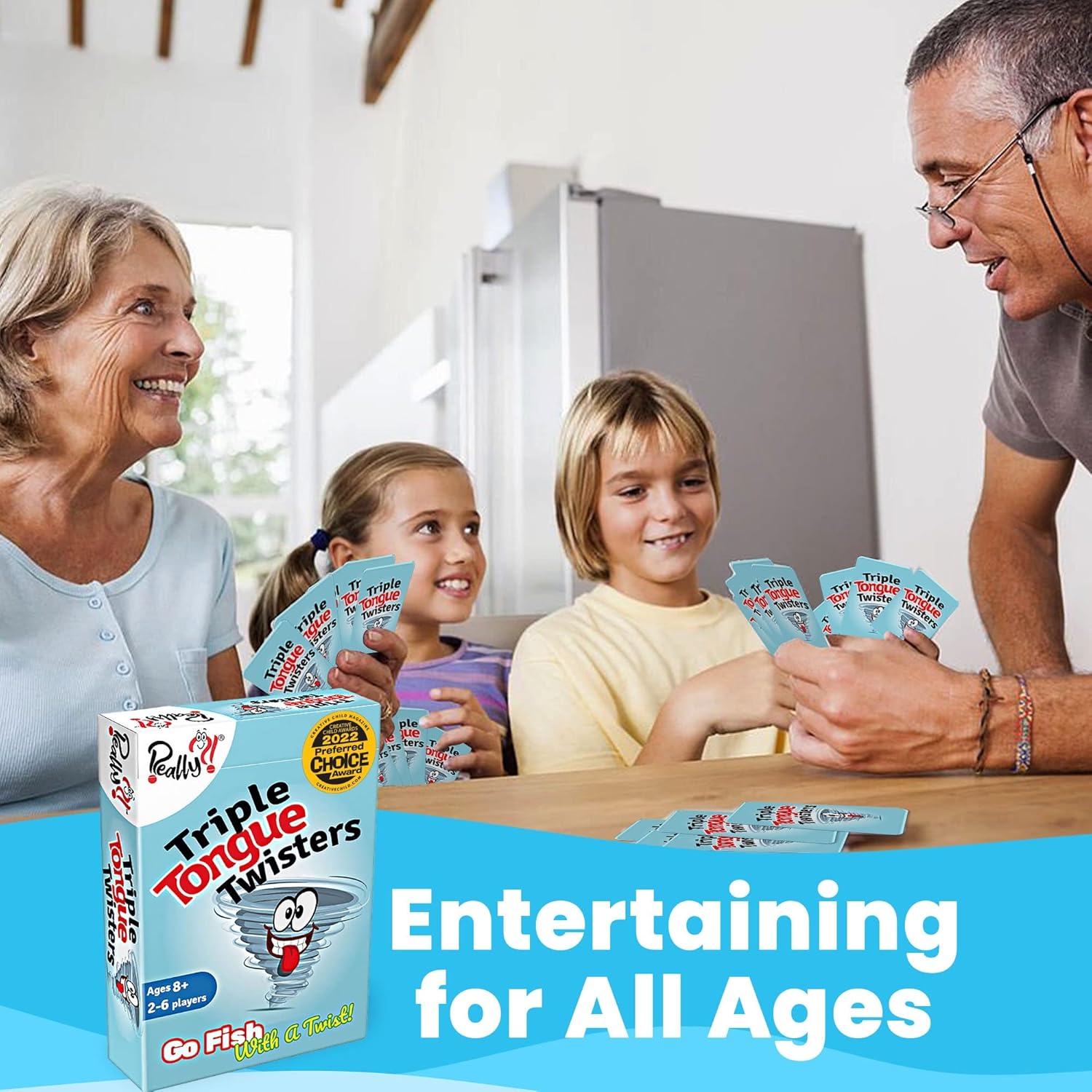 Triple Tongue Twisters, Kartenspiele für Familien mit lustigen Zungen-Twisters, Lernspiele für Kinder, Lachen und Lernen von Reisespielen, lustige Geschenke für Weihnachtsstrumpffüller