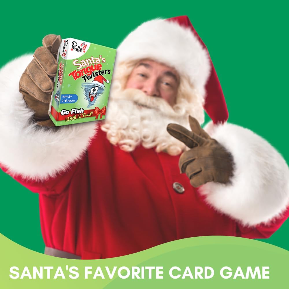 Really?! Santa's Tongue Twisters Kartenspiel, Weihnachtsspiele für Familien, lustige Strumpffüller-Idee, Urlaubsparty-Spiel für Kinder und Erwachsene, pädagogische Geschenke unter 10 Dollar