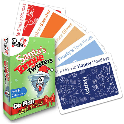 Really?! Santa's Tongue Twisters Kartenspiel, Weihnachtsspiele für Familien, lustige Strumpffüller-Idee, Urlaubsparty-Spiel für Kinder und Erwachsene, pädagogische Geschenke unter 10 Dollar