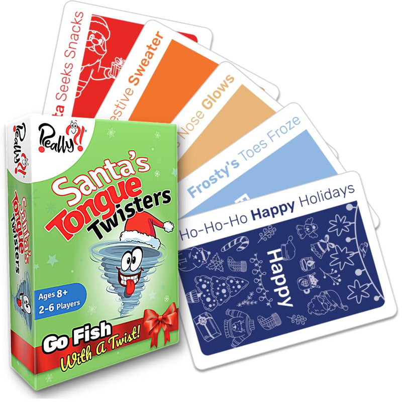 Really?! Santa's Tongue Twisters Kartenspiel, Weihnachtsspiele für Familien, lustige Strumpffüller-Idee, Urlaubsparty-Spiel für Kinder und Erwachsene, pädagogische Geschenke unter 10 Dollar