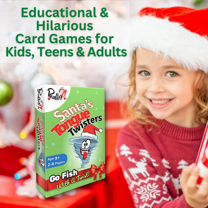 Really?! Santa's Tongue Twisters Kartenspiel, Weihnachtsspiele für Familien, lustige Strumpffüller-Idee, Urlaubsparty-Spiel für Kinder und Erwachsene, pädagogische Geschenke unter 10 Dollar