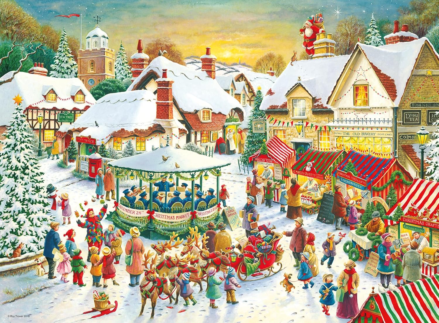 Ravensburger 12000040 - Christmas Collection No.1 Christmas Market & Santa's Christmas Supper -2 x 500 piece Jigsaw Puzzle - puzzle for adults and kids age 12 years up