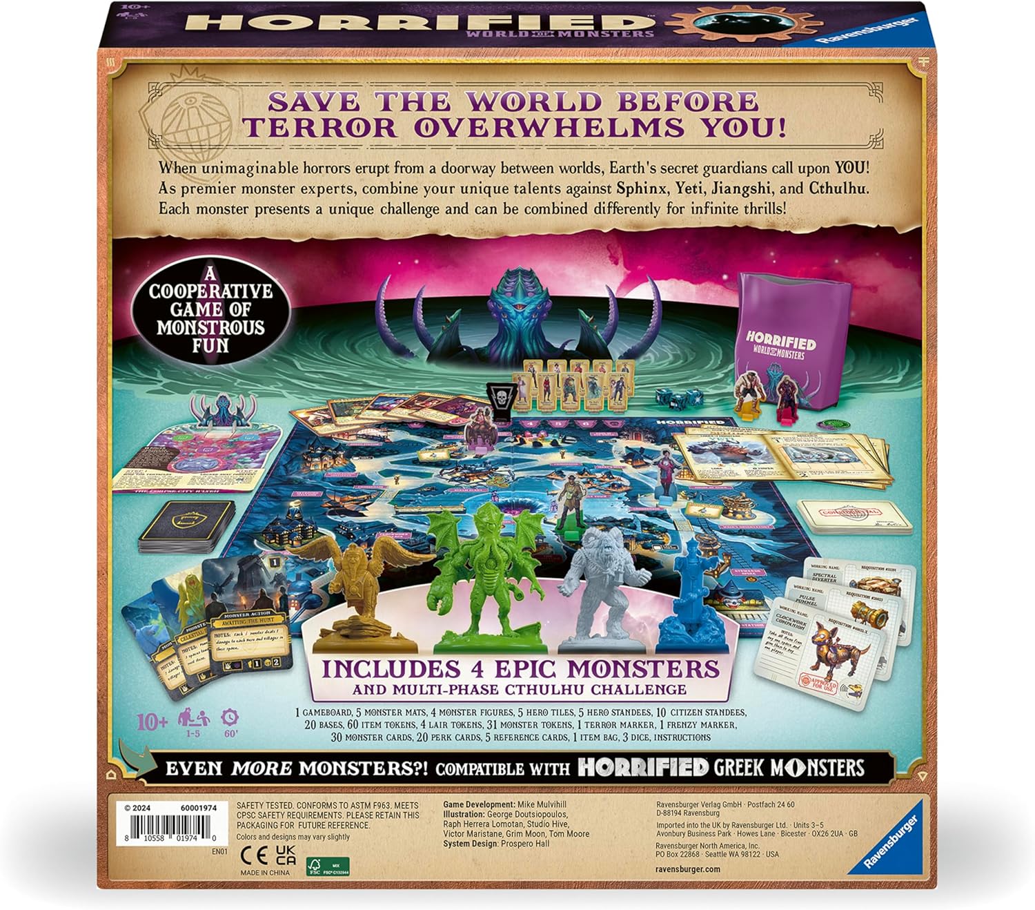 Ravensburger Horrified World of Monsters Game Immersive Strategy Board Game for Adults and Kids Age 10 Years Up - 2 to 5 Players - 2024