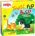 HABA 307025 Tapsi, Flo and Co- A Wildly Exciting Coloured Dice Game, with Lovingly Designed Wooden Game Material- 2-4 players, Ages 3 and Up (Made in Germany