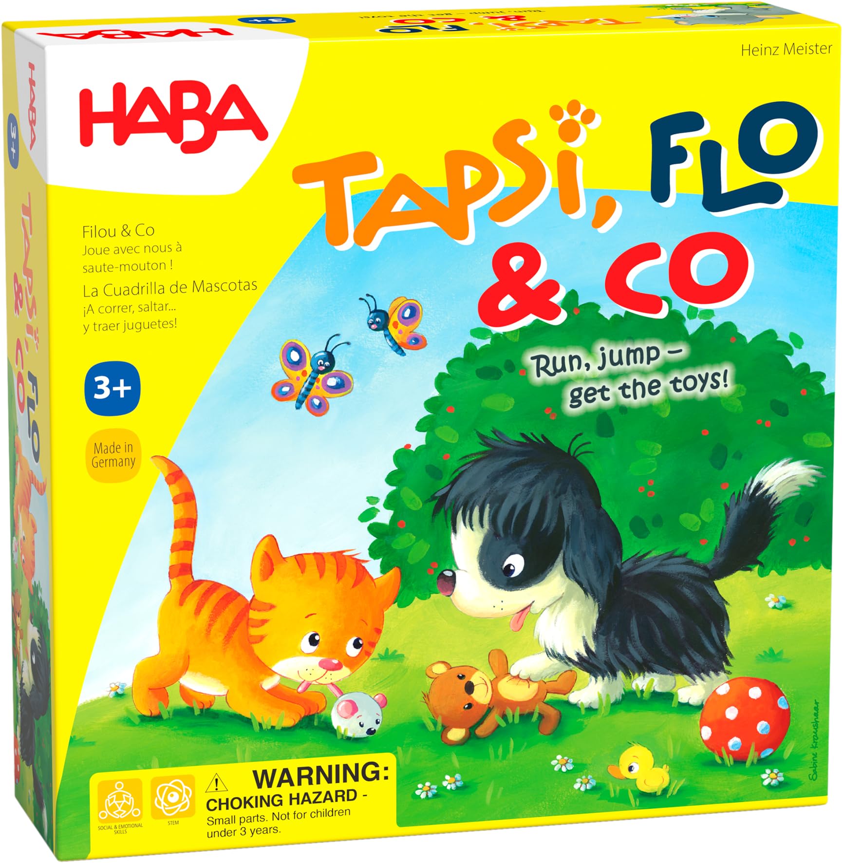 HABA 307025 Tapsi, Flo and Co- A Wildly Exciting Coloured Dice Game, with Lovingly Designed Wooden Game Material- 2-4 players, Ages 3 and Up (Made in Germany
