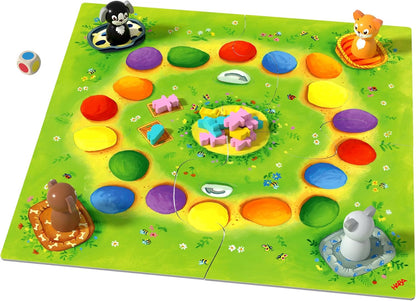 HABA 307025 Tapsi, Flo and Co- A Wildly Exciting Coloured Dice Game, with Lovingly Designed Wooden Game Material- 2-4 players, Ages 3 and Up (Made in Germany