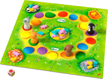 HABA 307025 Tapsi, Flo and Co- A Wildly Exciting Coloured Dice Game, with Lovingly Designed Wooden Game Material- 2-4 players, Ages 3 and Up (Made in Germany