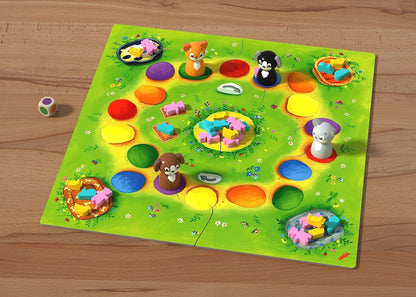 HABA 307025 Tapsi, Flo and Co- A Wildly Exciting Coloured Dice Game, with Lovingly Designed Wooden Game Material- 2-4 players, Ages 3 and Up (Made in Germany