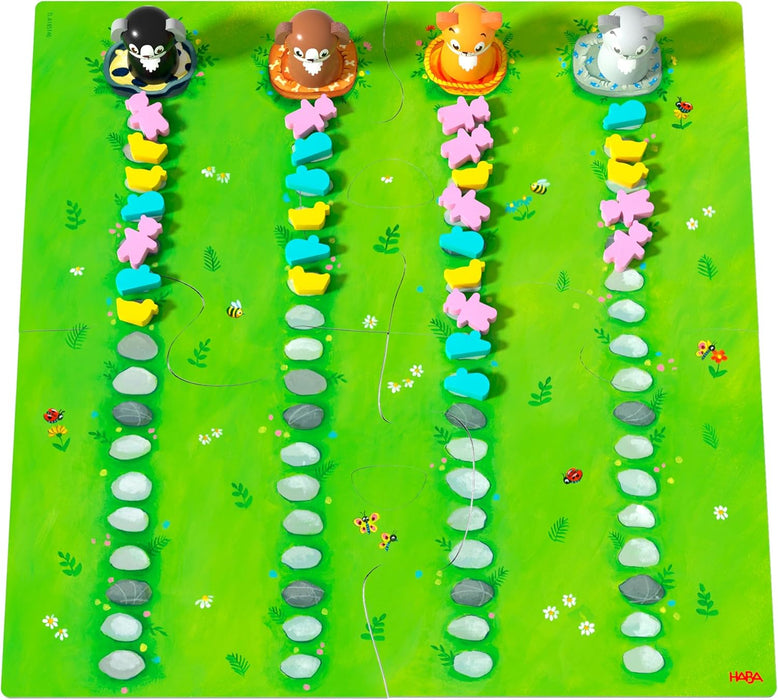 HABA 307025 Tapsi, Flo and Co- A Wildly Exciting Coloured Dice Game, with Lovingly Designed Wooden Game Material- 2-4 players, Ages 3 and Up (Made in Germany