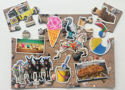 At the Seaside | 12 XXL Piece Jigsaw Puzzle | Dementia Puzzle | Extra Large Piece Jigsaw Puzzle for Alzheimer’s | Premium 100% Recycled Board | Gift for Elderly Grandparents | Gibsons Games