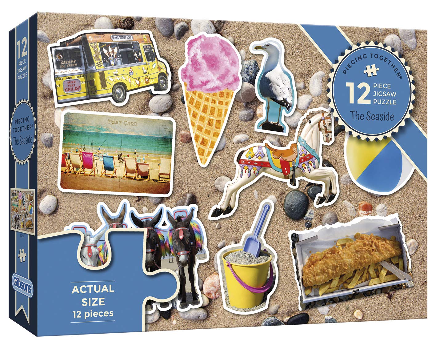 At the Seaside | 12 XXL Piece Jigsaw Puzzle | Dementia Puzzle | Extra Large Piece Jigsaw Puzzle for Alzheimer’s | Premium 100% Recycled Board | Gift for Elderly Grandparents | Gibsons Games