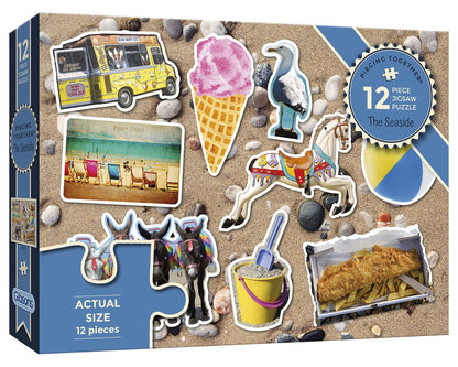 At the Seaside | 12 XXL Piece Jigsaw Puzzle | Dementia Puzzle | Extra Large Piece Jigsaw Puzzle for Alzheimer’s | Premium 100% Recycled Board | Gift for Elderly Grandparents | Gibsons Games