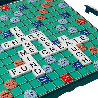 Ideal | Large Print Scrabble: Extra board with clear, large-print text and letter tiles | Games | Word | For 2-4 Players | Ages 10+, 11213, Green, Board: 37cm x 37cm / Tiles: 2.3cm x 2.3cm