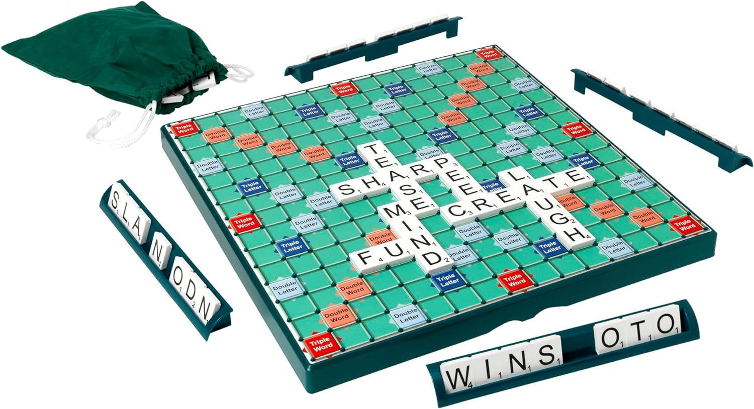 Ideal | Large Print Scrabble: Extra board with clear, large-print text and letter tiles | Games | Word | For 2-4 Players | Ages 10+, 11213, Green, Board: 37cm x 37cm / Tiles: 2.3cm x 2.3cm