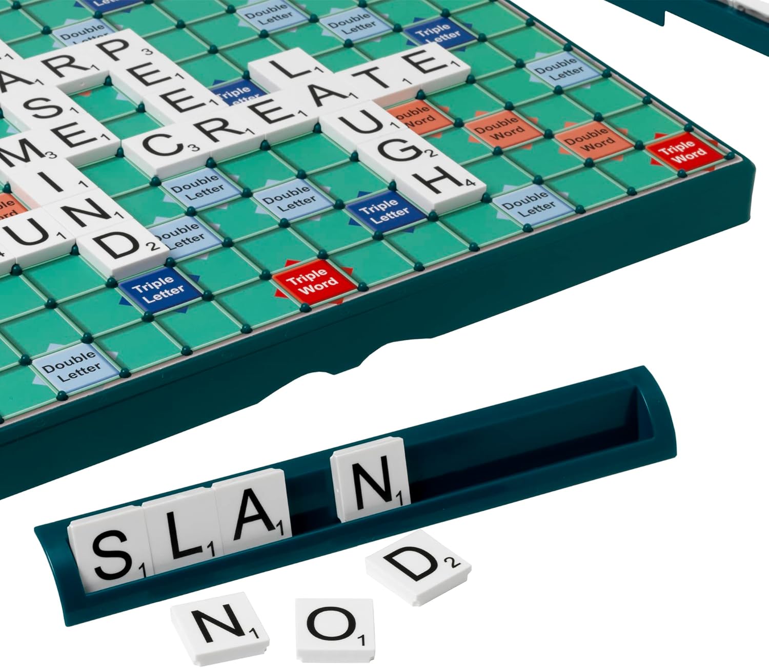 Ideal | Large Print Scrabble: Extra board with clear, large-print text and letter tiles | Games | Word | For 2-4 Players | Ages 10+, 11213, Green, Board: 37cm x 37cm / Tiles: 2.3cm x 2.3cm