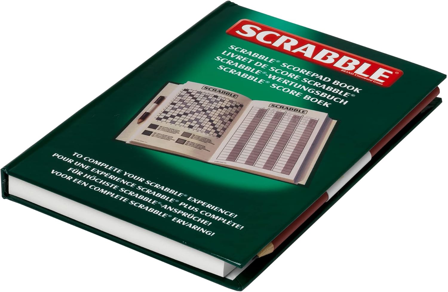 IDEAL | Scrabble: Classic Scorepad Book to complete your Scrabble experience | Classic Games | Word Games | For 2-4 Players | Ages 10+, Green/White