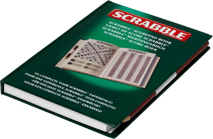 IDEAL | Scrabble: Classic Scorepad Book to complete your Scrabble experience | Classic Games | Word Games | For 2-4 Players | Ages 10+, Green/White