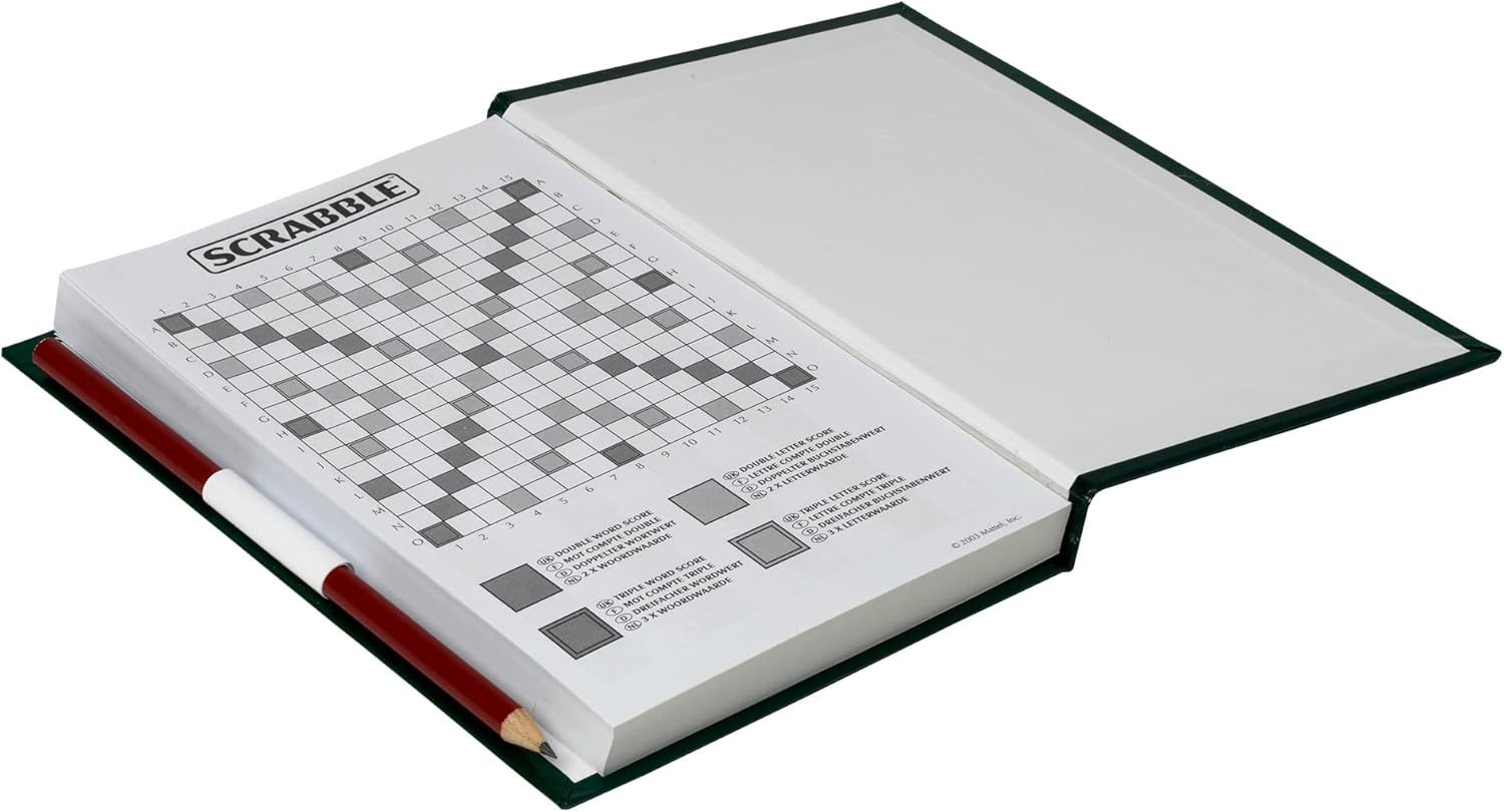 IDEAL | Scrabble: Classic Scorepad Book to complete your Scrabble experience | Classic Games | Word Games | For 2-4 Players | Ages 10+, Green/White