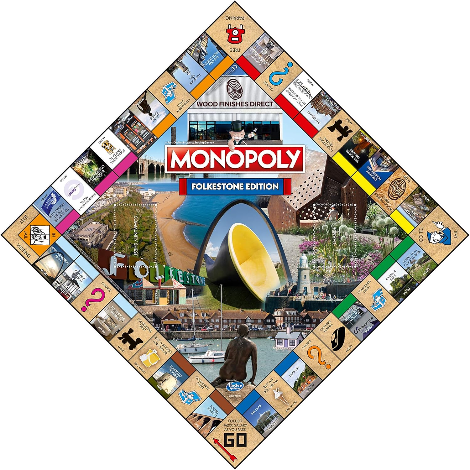Winning Moves Folkestone Regional Monopoly Board Game, Advance to The Leas, Folkestone Museum or Folkestone Invicta FC and trade your way to success, 2–6 players makes a great gift for ages 8 plus