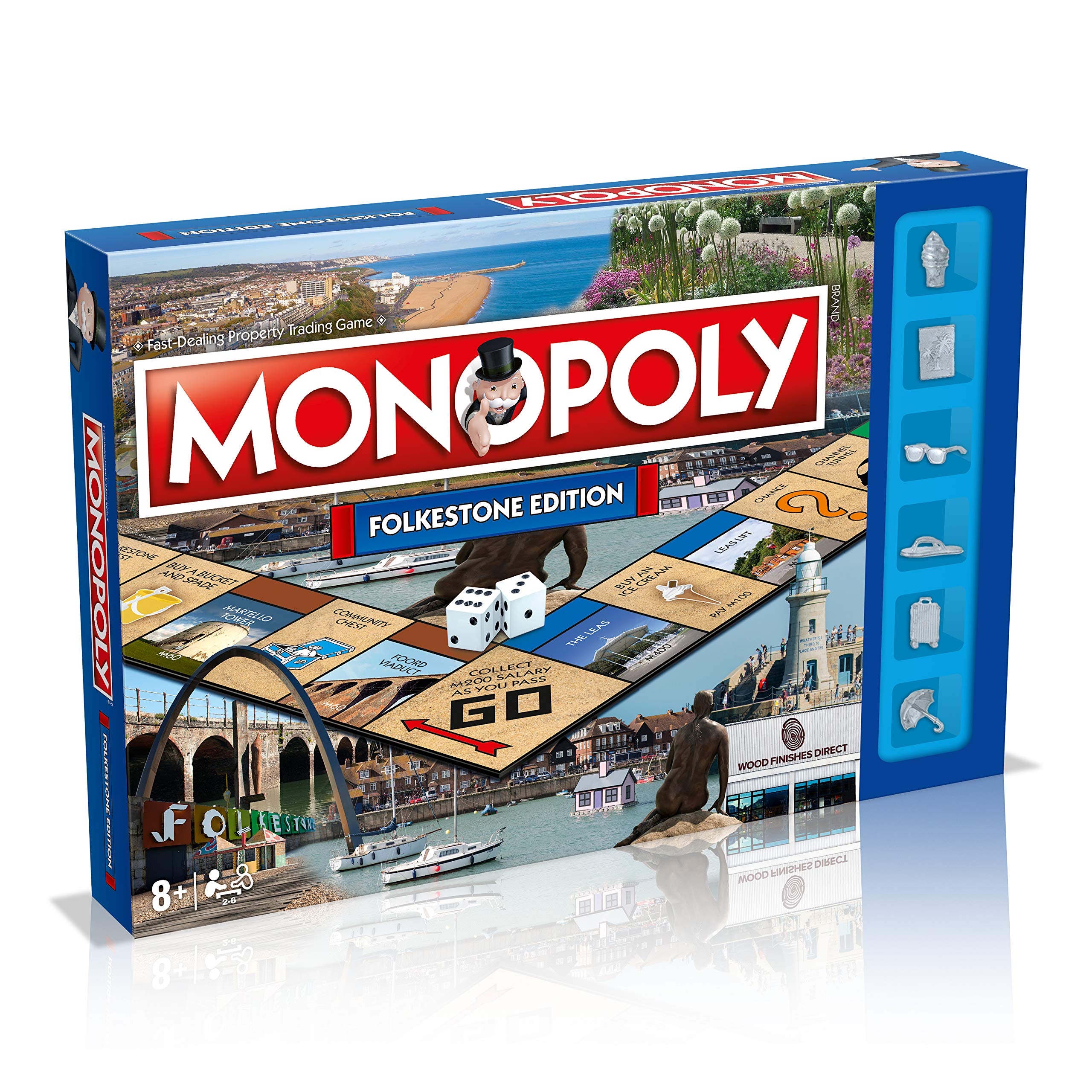 Winning Moves Folkestone Regional Monopoly Board Game, Advance to The Leas, Folkestone Museum or Folkestone Invicta FC and trade your way to success, 2–6 players makes a great gift for ages 8 plus