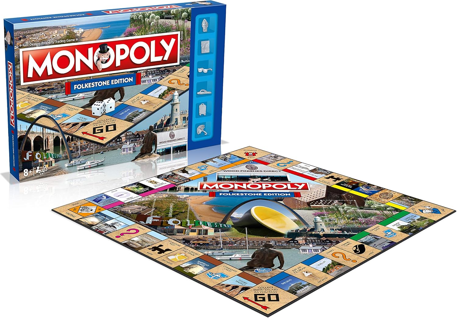 Winning Moves Folkestone Regional Monopoly Board Game, Advance to The Leas, Folkestone Museum or Folkestone Invicta FC and trade your way to success, 2–6 players makes a great gift for ages 8 plus