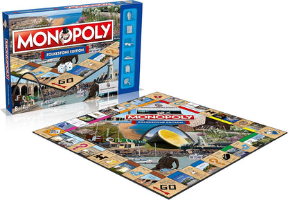 Winning Moves Folkestone Regional Monopoly Board Game, Advance to The Leas, Folkestone Museum or Folkestone Invicta FC and trade your way to success, 2–6 players makes a great gift for ages 8 plus