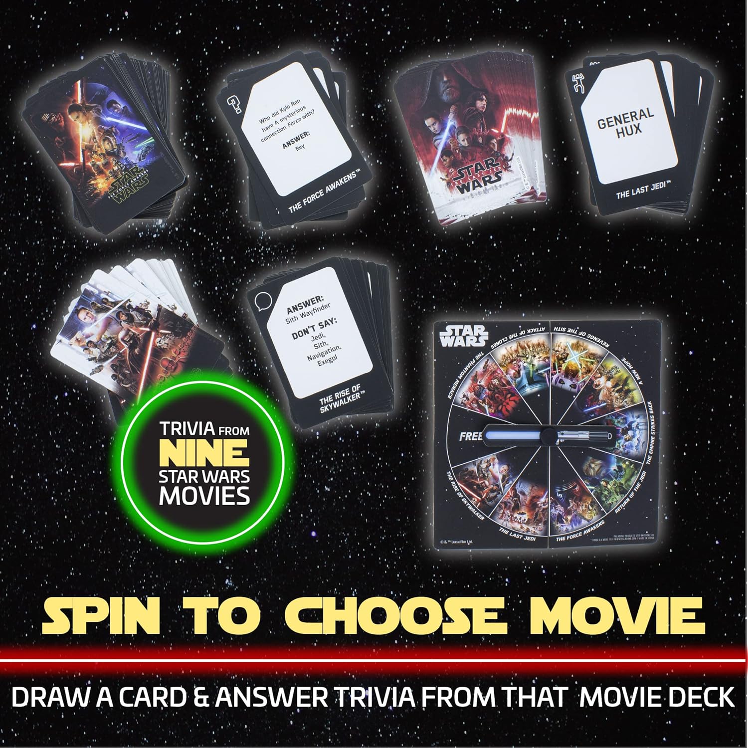 Paladone Star Wars Ultimate Movie Challenge | Lucas Films Trivia Party Game, Black