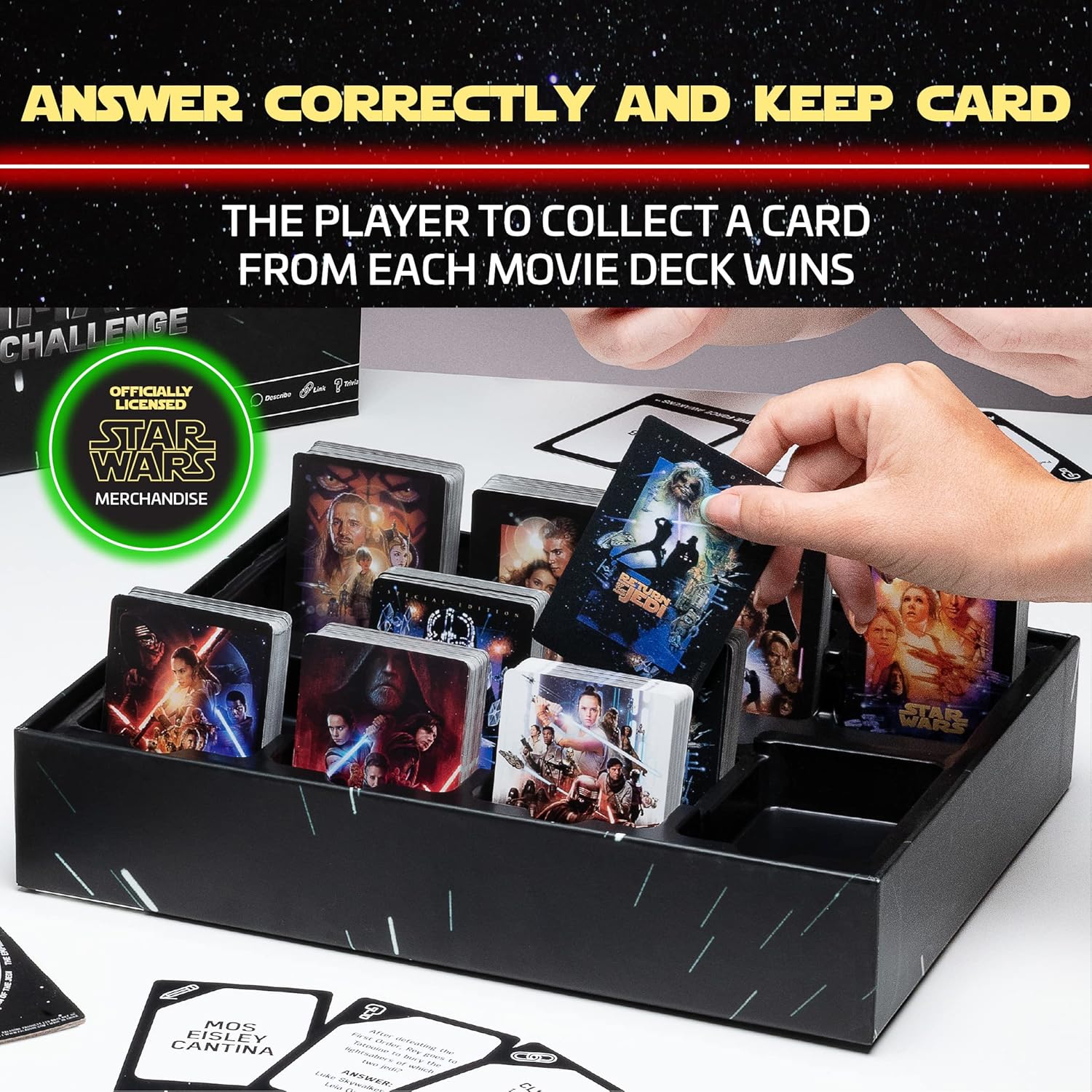 Paladone Star Wars Ultimate Movie Challenge | Lucas Films Trivia Party Game, Black