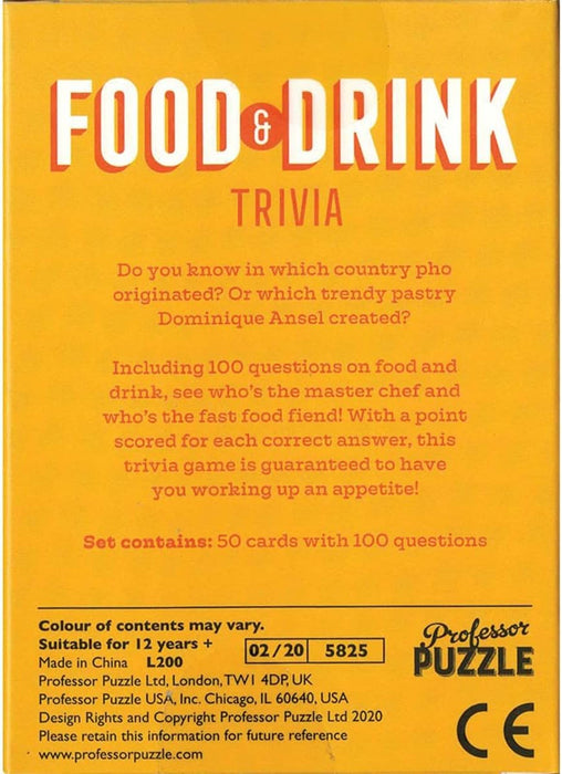 Professor Puzzle | Food & Drink Trivia | Party Game | Ages 12+ | 2+ Players