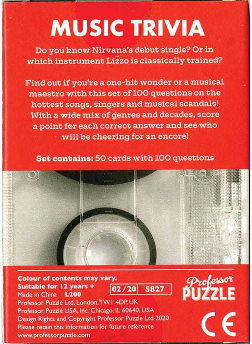 Professor PUZZLE MUSIC TRIVIA 100 QUESTIONS
