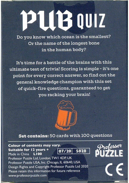 Professor Puzzle | Pocket Pub Quiz | Party Game | Ages 14+ | 2+ Players