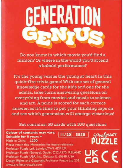 Professor Puzzle | Generation Genius Trivia | Party Game | Ages 8+ | 2+ Players
