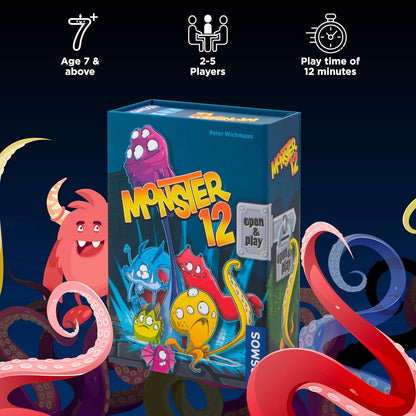 Thames & Kosmos Monster 12: Open & Play, Fun Card Game, Family Games for Game Night, Board Games for Adults and Kids, For 2 to 5 Players, Age 7+