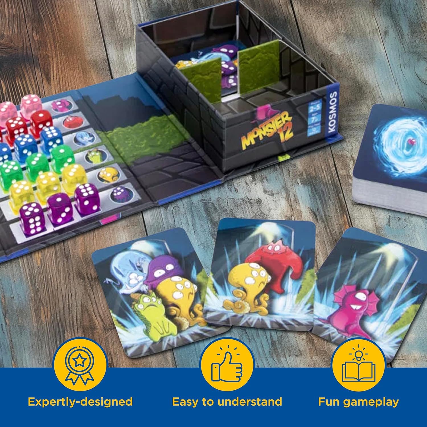 Thames & Kosmos Monster 12: Open & Play, Fun Card Game, Family Games for Game Night, Board Games for Adults and Kids, For 2 to 5 Players, Age 7+