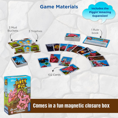Thames & Kosmos Dirty Pig: Open & Play, Fun Card Game, Family Games for Game Night, Board Games for Adults and Kids, For 2 to 4 Players, Age 7+