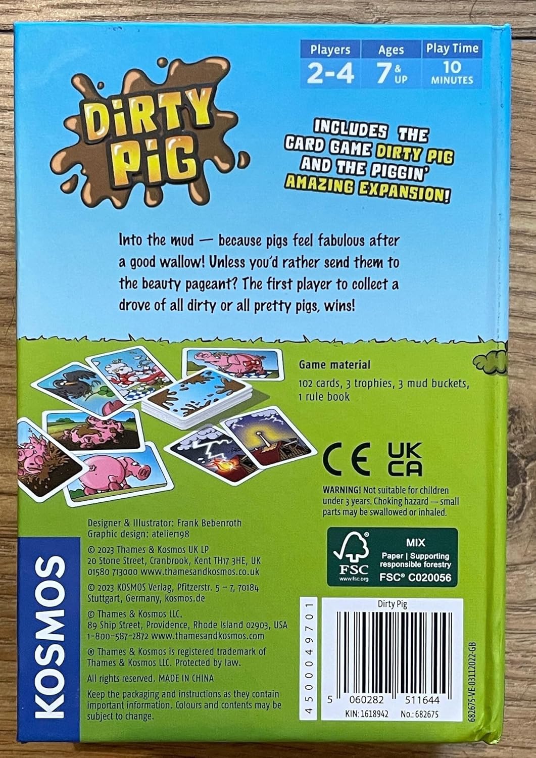 Thames & Kosmos Dirty Pig: Open & Play, Fun Card Game, Family Games for Game Night, Board Games for Adults and Kids, For 2 to 4 Players, Age 7+
