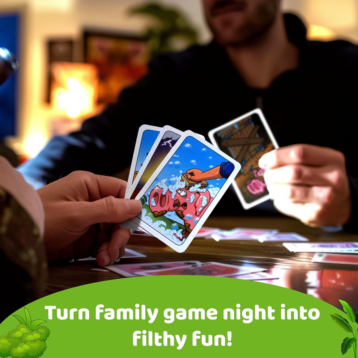 Thames & Kosmos Dirty Pig: Open & Play, Fun Card Game, Family Games for Game Night, Board Games for Adults and Kids, For 2 to 4 Players, Age 7+