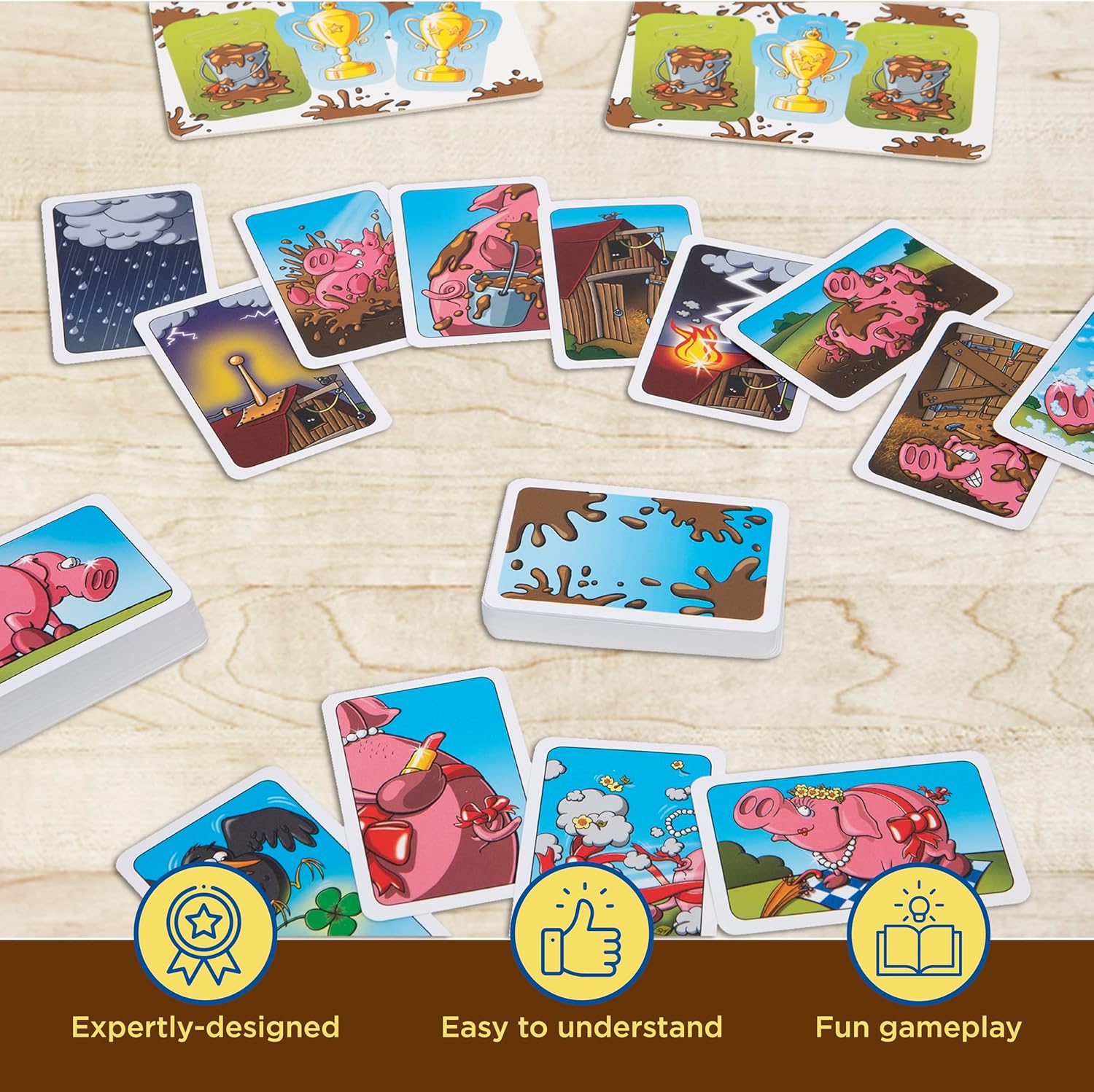 Thames & Kosmos Dirty Pig: Open & Play, Fun Card Game, Family Games for Game Night, Board Games for Adults and Kids, For 2 to 4 Players, Age 7+