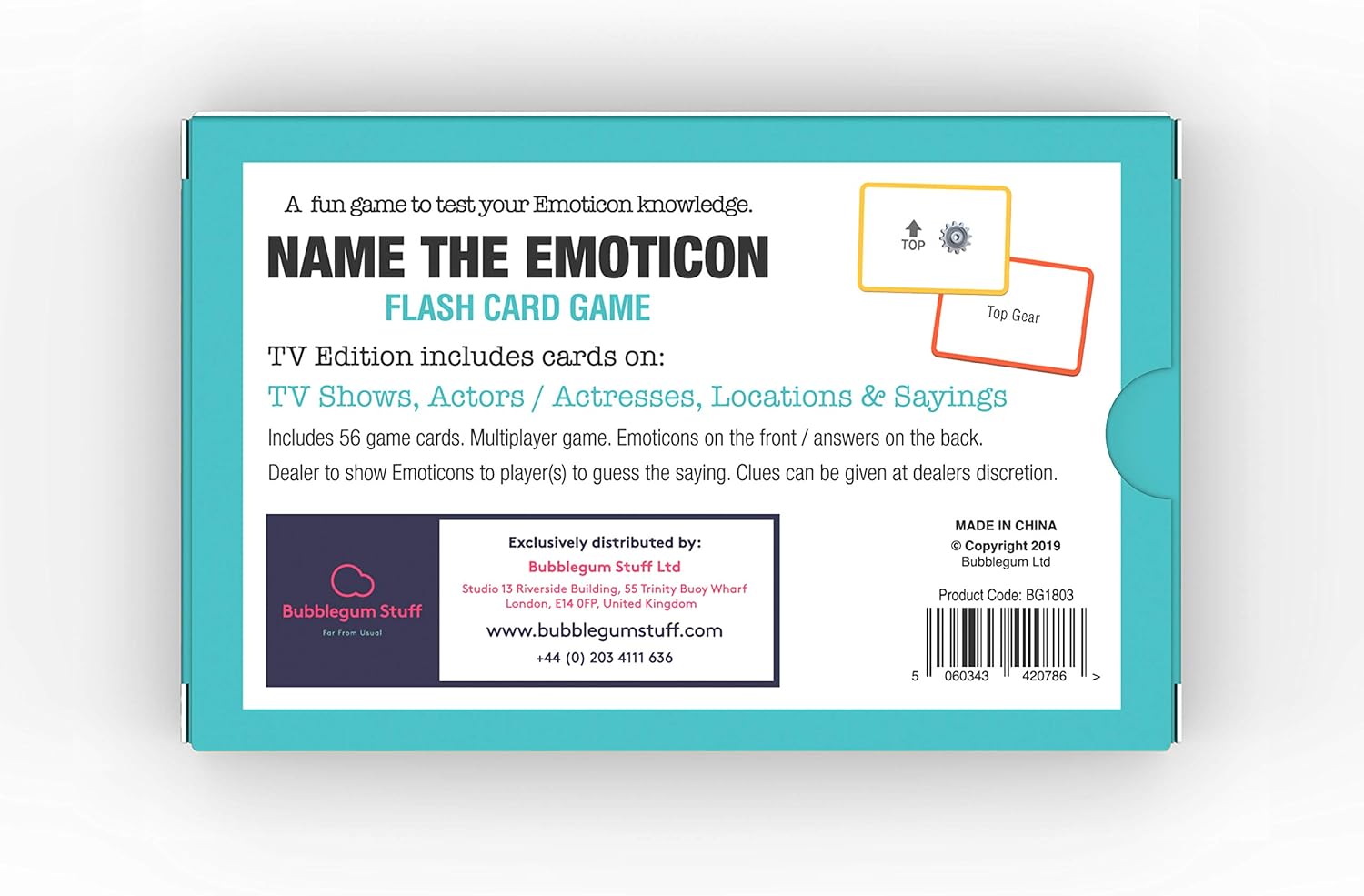 Bubblegum Stuff Name The Emoticon Game - TV - Guess The Phrase From The Emoticon - Fun Flash Card Game - Suitable For Family, Kids, Teenagers & Adults