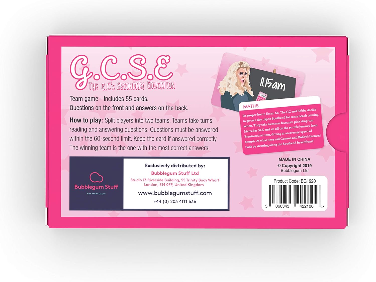 Bubblegum Stuff GCSE Game - The GC Essex Diva Knowledge Comedy Card Game - Suitable For Adults