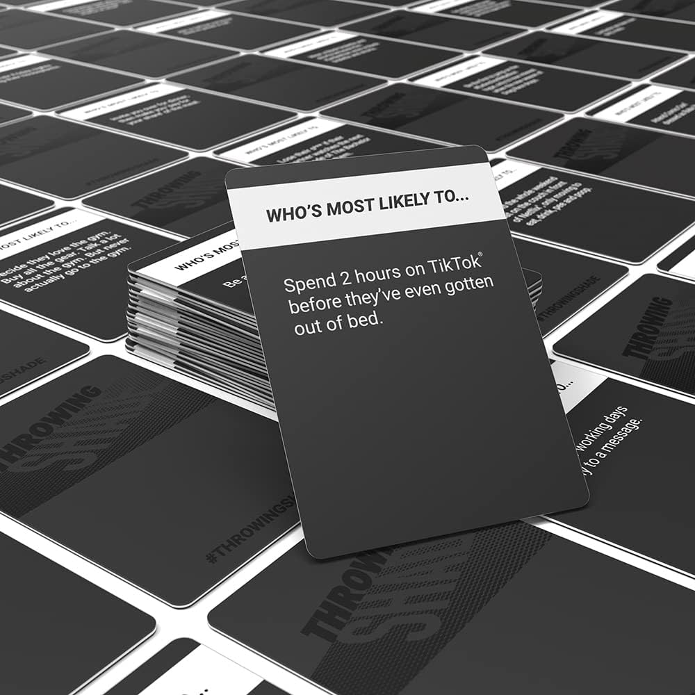 Bubblegum Stuff Throwing Shade Card Game - Who's Most Likely To? Party Game - Hilarious Game for Adults - 182 Poker-Size Cards - Perfect for Parties, Game Nights - Great Gifts!