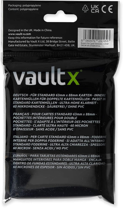 Vault X Exact Fit Trading Card Sleeves - High Clarity Perfect Fit Soft Sleeves for TCG, CCG - Inner Sleeve for Double-Sleeve Protection (500 Pack