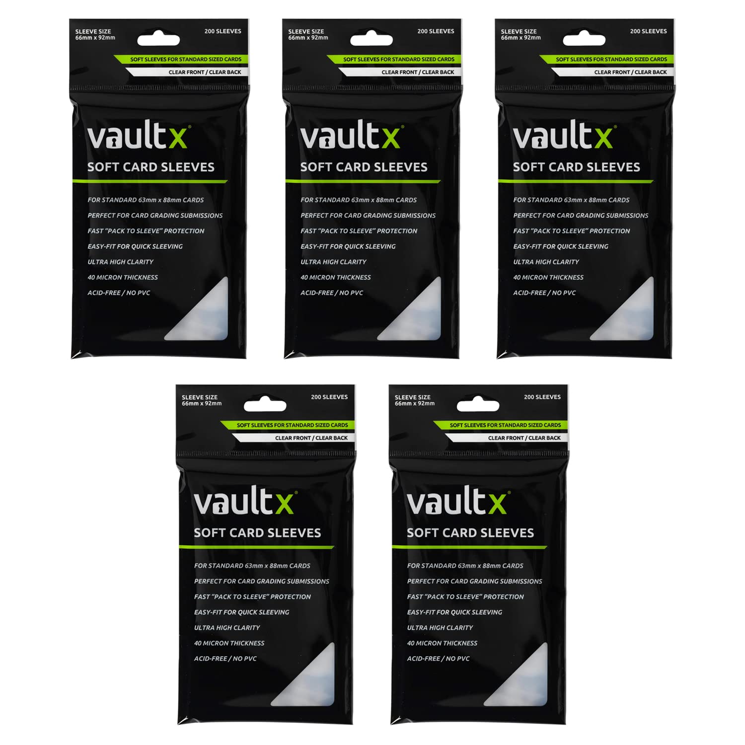 Vault X Soft Trading Card Sleeves - 40 Micron High Clarity Penny Sleeves for TCG (1000 Pack