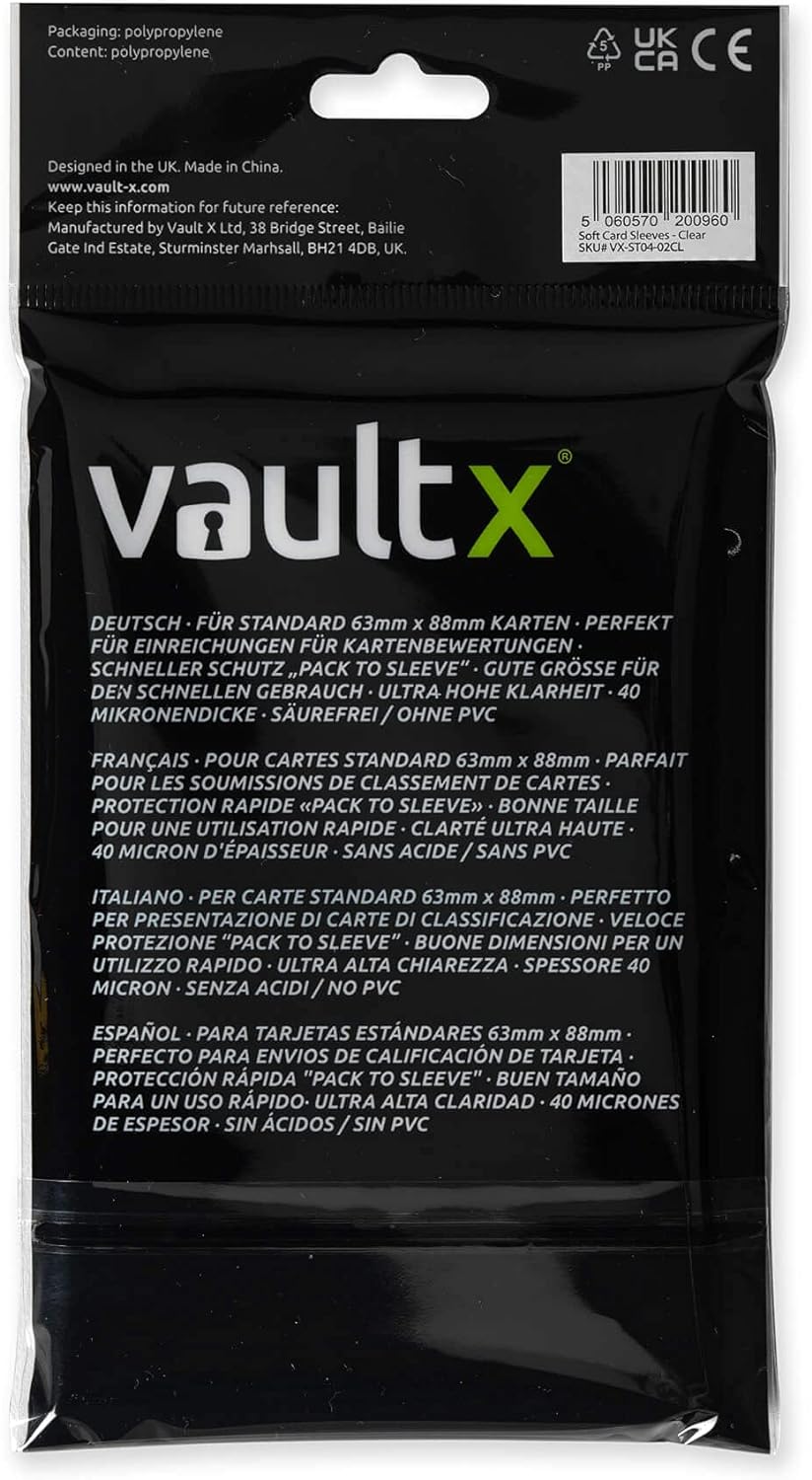 Vault X Soft Trading Card Sleeves - 40 Micron High Clarity Penny Sleeves for TCG (1000 Pack