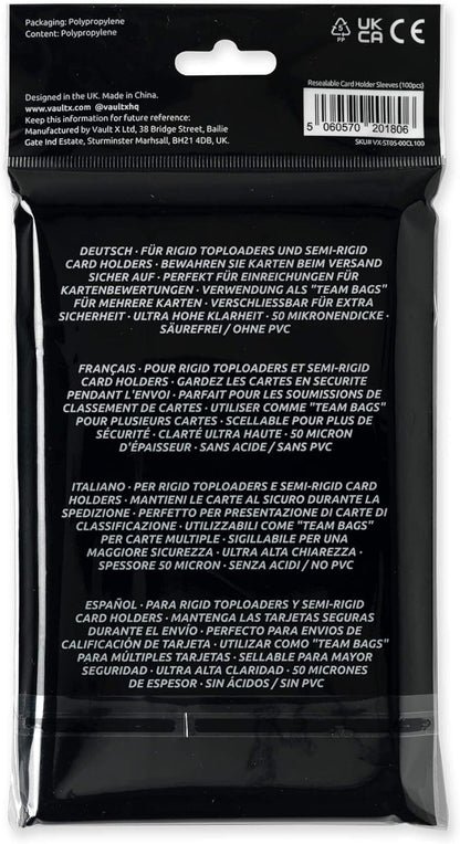 Vault X Card Holder Sleeves - Team Bags for Rigid Toploaders and Semi Rigid Card Holders (100pcs)