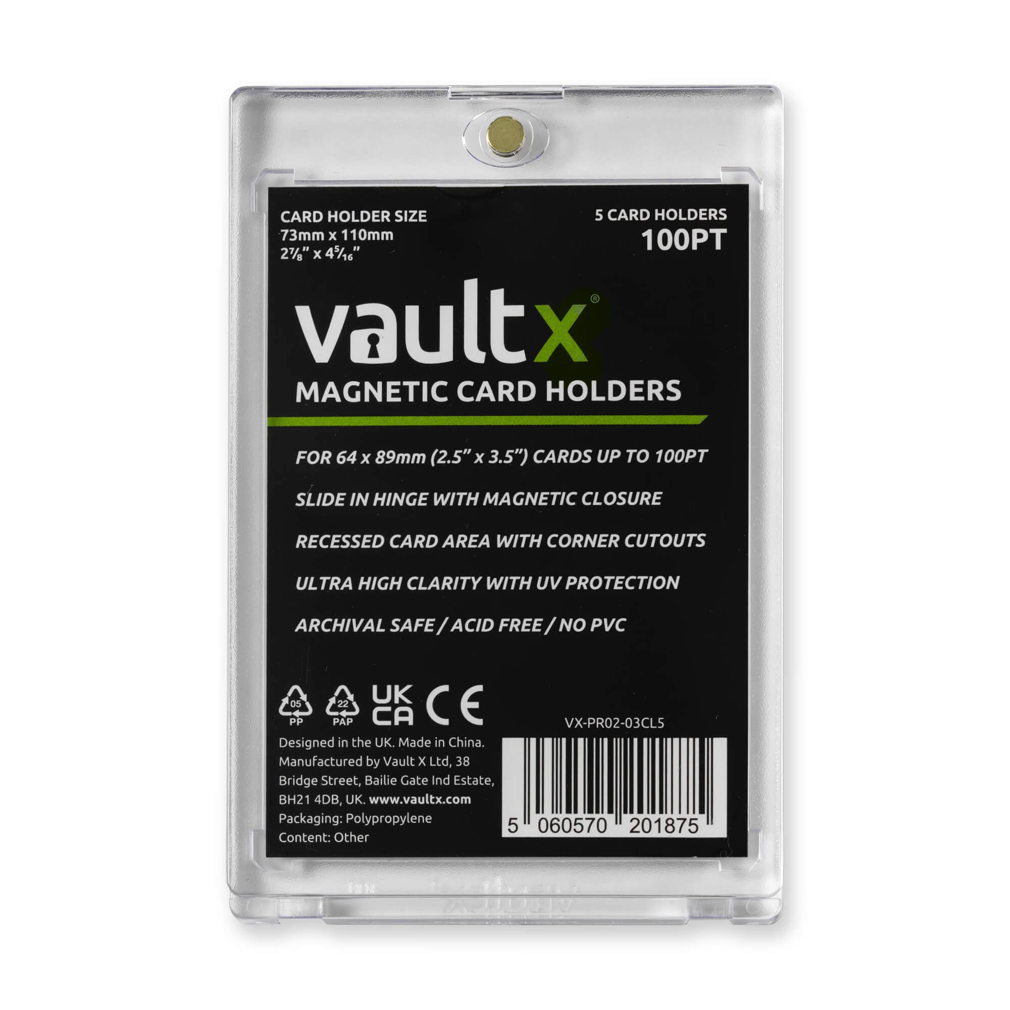 Vault X Magnetic Card Holders - 100pt for Trading Cards & Sports Cards (5 Pack)