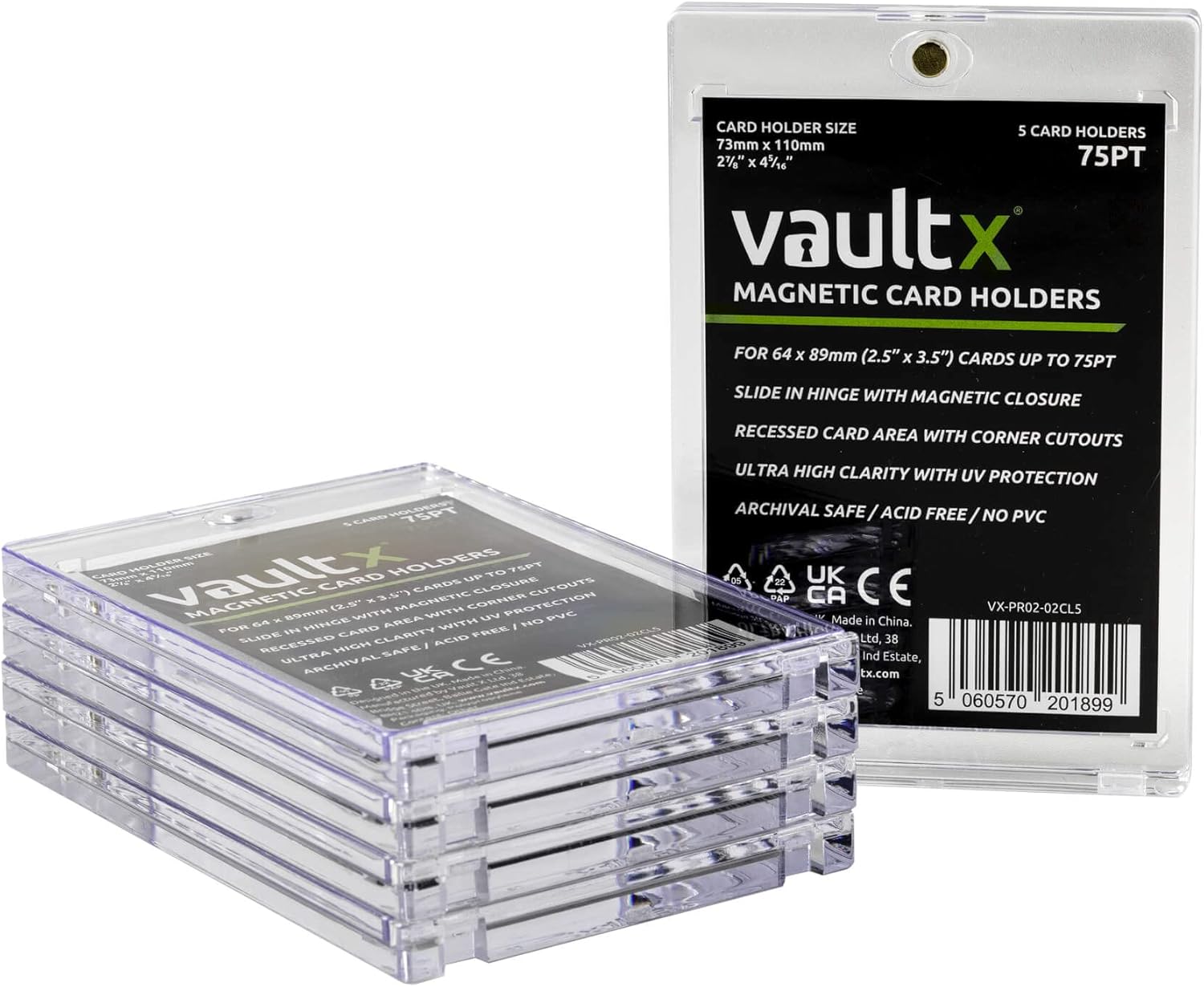 Vault X Magnetic Card Holders - 75pt for Trading Cards & Sports Cards (5 Pack)