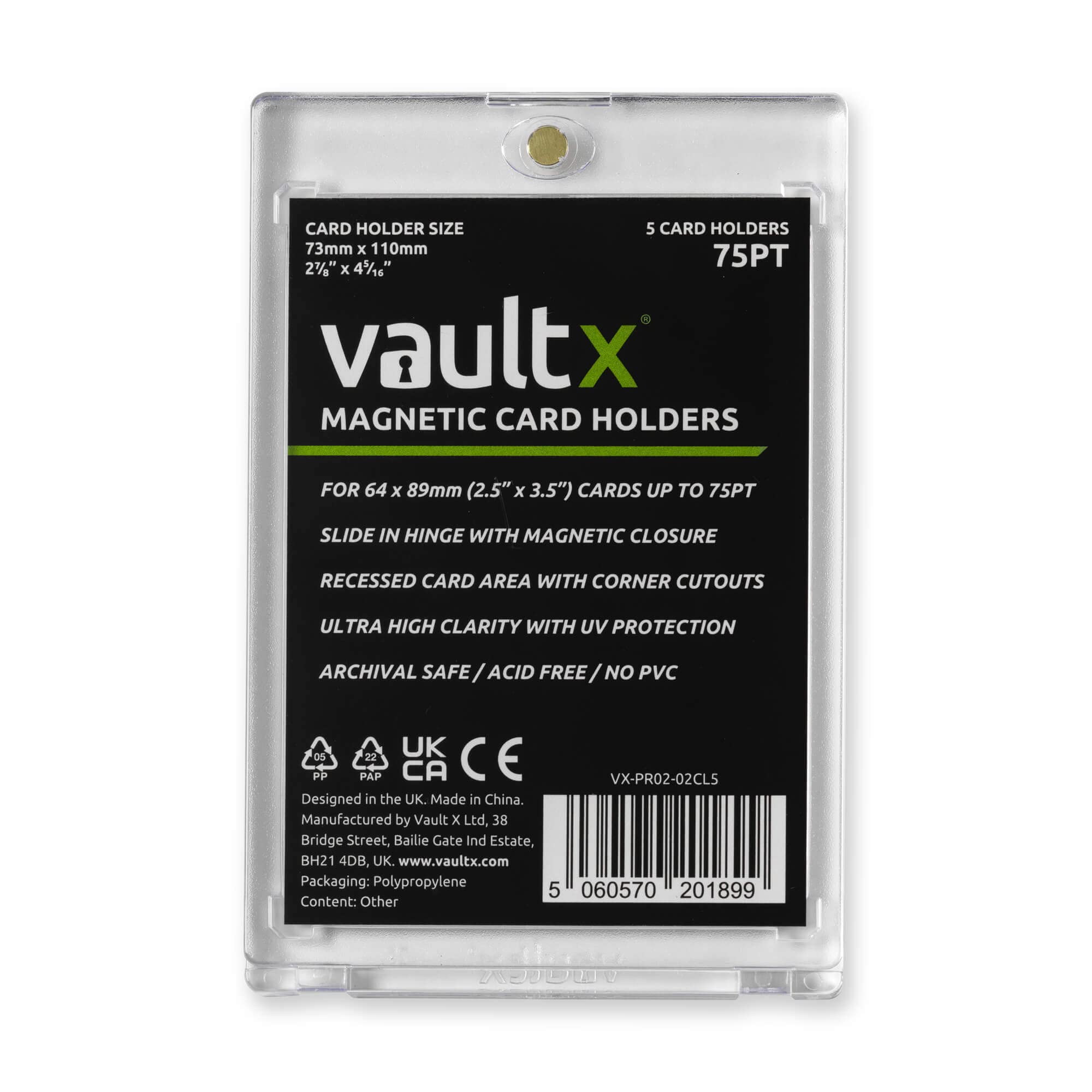 Vault X Magnetic Card Holders - 75pt for Trading Cards & Sports Cards (5 Pack)