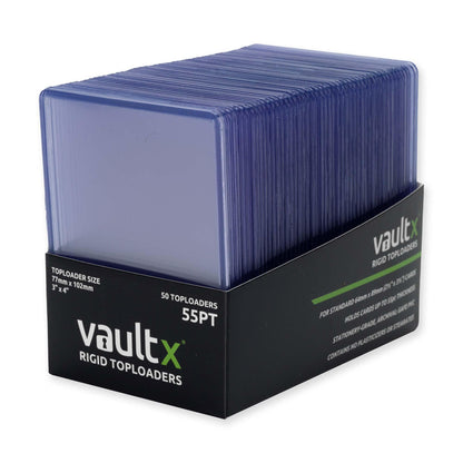 Vault X Premium Extra Thick Seamless Toploaders 55pt - 3" x 4" Rigid Card Holders for Trading Cards & Sports Cards (50 Pack)