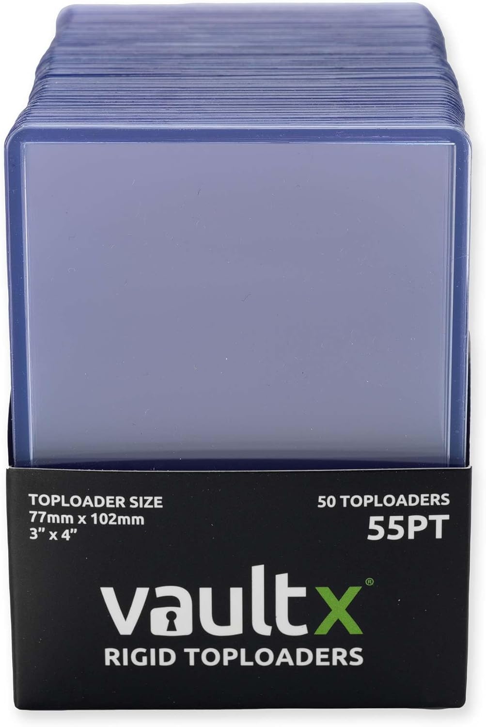 Vault X Premium Extra Thick Seamless Toploaders 55pt - 3" x 4" Rigid Card Holders for Trading Cards & Sports Cards (50 Pack)